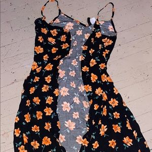 Floral button-up dress.